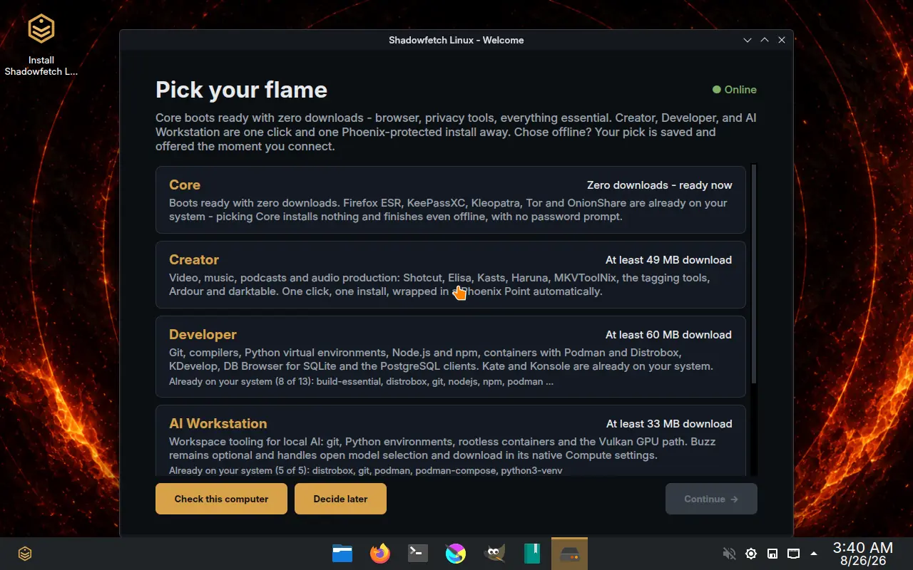 Shadowfetch Linux 3.0.0 «Umbra» Backfire — Pick your flame