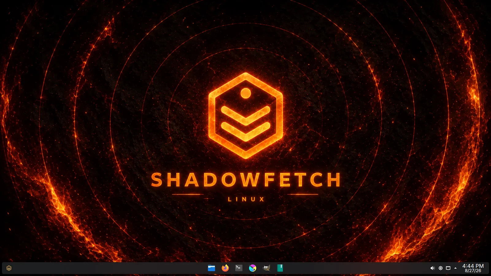Shadowfetch Linux 3.5.0 Fire desktop